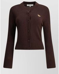 Maison Kitsuné - Merino Wool Fitted Ribbed Cardigan - Lyst