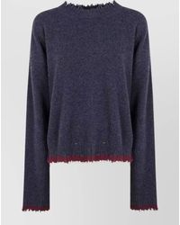 Uma Wang - Cashmere Distressed Crew Neck Long-Sleeve Sweater - Lyst