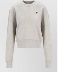 Ami Paris - Cotton Logo Embroidered Crew Neck Sweatshirt - Lyst