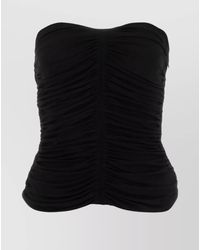 Saint Laurent - Draped Ruched Strapless Bustier Top - Lyst