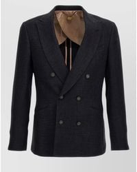 Maurizio Miri - Linen Blend Double Breasted Blazer - Lyst