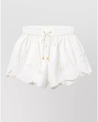 Zimmermann - Embroidered Cotton Cutout Shorts - Lyst
