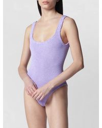 Hunza G - Scoop Neck Textured Sleeveless Beachwear One Piece - Lyst