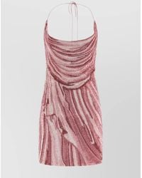Balmain - Silk Sequin Halterneck Mini Dress - Lyst