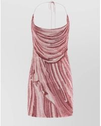 Balmain - Draped Halter Neck Mini Dress With Sequins - Lyst