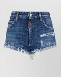 DSquared² - Denim Shorts Frayed Hem Distressed Detailing - Lyst