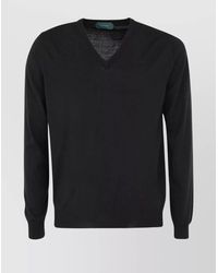 Zanone - V-Neck Wool Jumper - Lyst