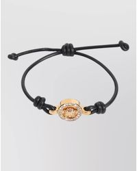Versace - Leather Crystal-Embellished Bracelet - Lyst