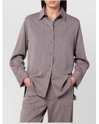 Golden Goose - Chevron Wool Blend Striped Collared Shirt - Lyst