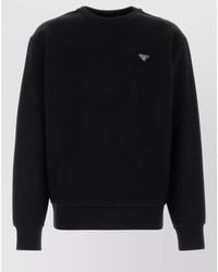 Prada - Cotton Crew Neck Sweatshirt Long Sleeves - Lyst