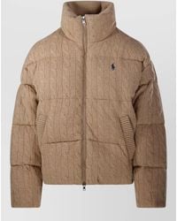 Ralph Lauren - Puffer Coat High Collar Cable Knit - Lyst