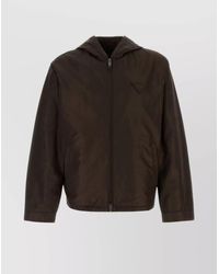 Prada - Silk Hooded Jacket Drawstring Hem - Lyst
