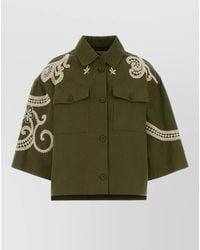 Weekend by Maxmara - Embroidered Cotton Canvas Shirt Jacket - Lyst