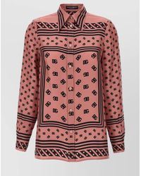 Dolce & Gabbana - Silk Shirt With Collared Neck And Long Sleeves - Lyst