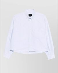 A.P.C. - Striped Cropped Relaxed-Fit Cotton Shirt - Lyst