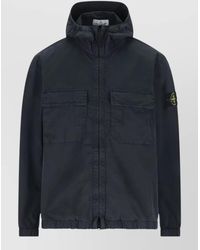 Stone Island - Stretch Cotton Twill Hooded Jacket - Lyst