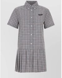 Miu Miu - Embroidered Cotton Mini Shirt Dress - Lyst