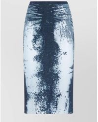 DIESEL - Metallic Knit Midi Fitted Skirt - Lyst