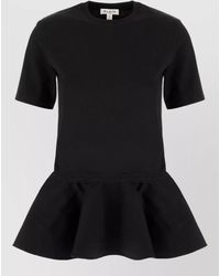 Alaïa - Crew Neck Peplum Hem Short Sleeve Dress - Lyst