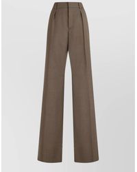 Saint Laurent - Wool High-Rise Pleated Wide-Leg Suit Trousers - Lyst