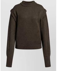 Alberta Ferretti - Virgin Wool Mock-Neck Layered Ribbed Sweater - Lyst