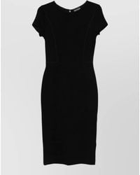Emporio Armani - Short-Sleeve Fitted Midi Dress - Lyst