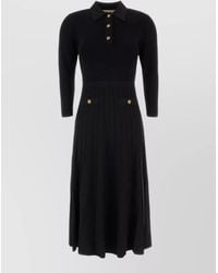 Michael Kors - Polo Knit Midi Dress Pleated Skirt - Lyst