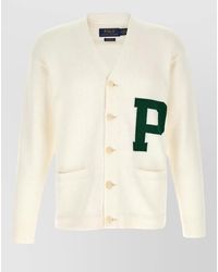 Polo Ralph Lauren - Cardigan Letter Intarsia V Neck Pockets - Lyst