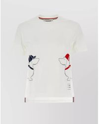 Thom Browne - Cotton Crew Neck T-Shirt With Graphic Print - Lyst