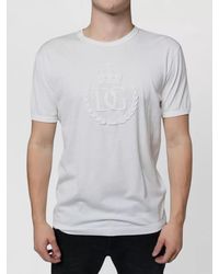 Dolce & Gabbana - Logo Embossed Cotton Crewneck T-Shirt - Lyst