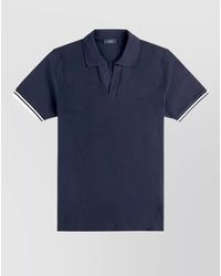 Fay - Cotton V-Neck Short-Sleeve Polo Shirt - Lyst