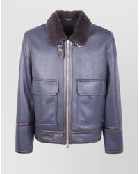 Dondup - Buckle Leather Patch Shearling Collar Jacket - Lyst