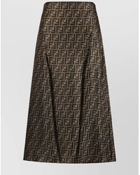 Fendi - Silk High-Rise Pleated A-Line Midi Skirt - Lyst