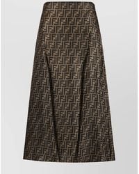 Fendi - Silk High-Rise Ff-Print Midi A-Line Skirt - Lyst