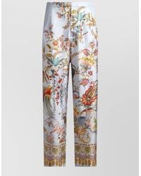 Etro - High Waist Wide Leg Silk Trousers - Lyst