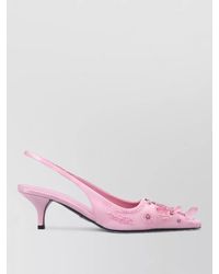 Prada - Embroidered Satin Slingback Pumps - Lyst