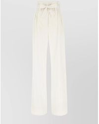 Max Mara - Cotton Silk Striped Embroidered Wide-Leg Trousers - Lyst