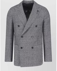 Lardini - Blazer Tailored Fit Contrast Stitching Double Breasted - Lyst