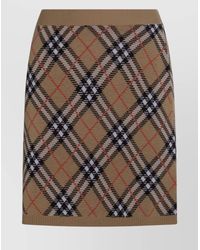 Burberry - Wool Blend Checked Ribbed Mini Skirt - Lyst