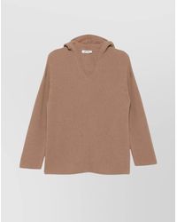 Max Mara - Ribbed Wool V-Neck Long-Sleeve Knitted Top - Lyst