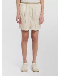 Lemaire - Silk Blend Mid-Rise Wide-Leg Knee-Length Shorts - Lyst