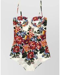 Dolce & Gabbana - Floral-Print One-Piece Swimsuit - Lyst
