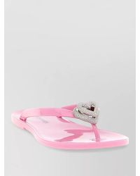 Mach & Mach - Heart Detail Flat Sole Open Toe Sandals - Lyst