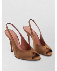 AMINA MUADDI - Kistina 105 Slingback Satin Peep Toe Mules - Lyst