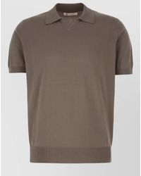 Brunello Cucinelli - Short Sleeve Polo Collar Knitwear Ribbed Hem - Lyst