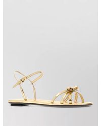 Prada - Leather Sandals Open Toe Flat Sole Bow - Lyst