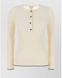 Bottega Veneta - Bouclé Crew Neck Top With Ribbed Texture - Lyst