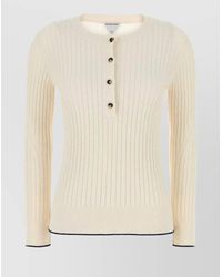 Bottega Veneta - Bouclé Crew Neck Top With Ribbed Texture - Lyst