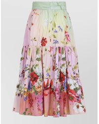 Roberto Cavalli - Floral-Print High-Rise Gathered Midi A-Line Skirt - Lyst