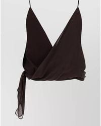 Alysi - Sheer Wrap Top Spaghetti Straps Tie Detail - Lyst